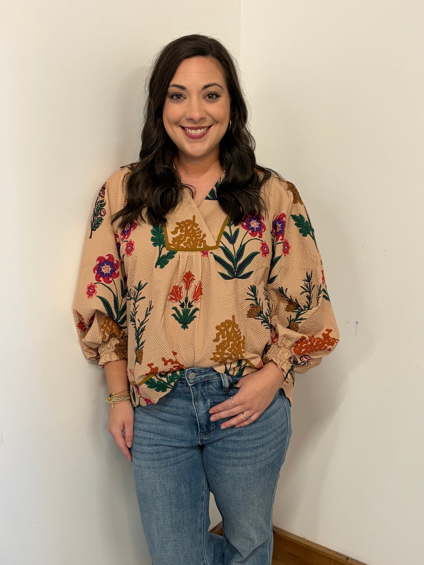 Tan Floral Top
