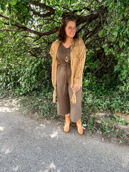 Perfect Pinstripe Button-Up Dress