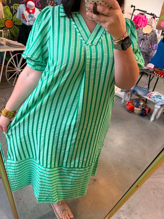 Key Lime Striped Maxi Dress