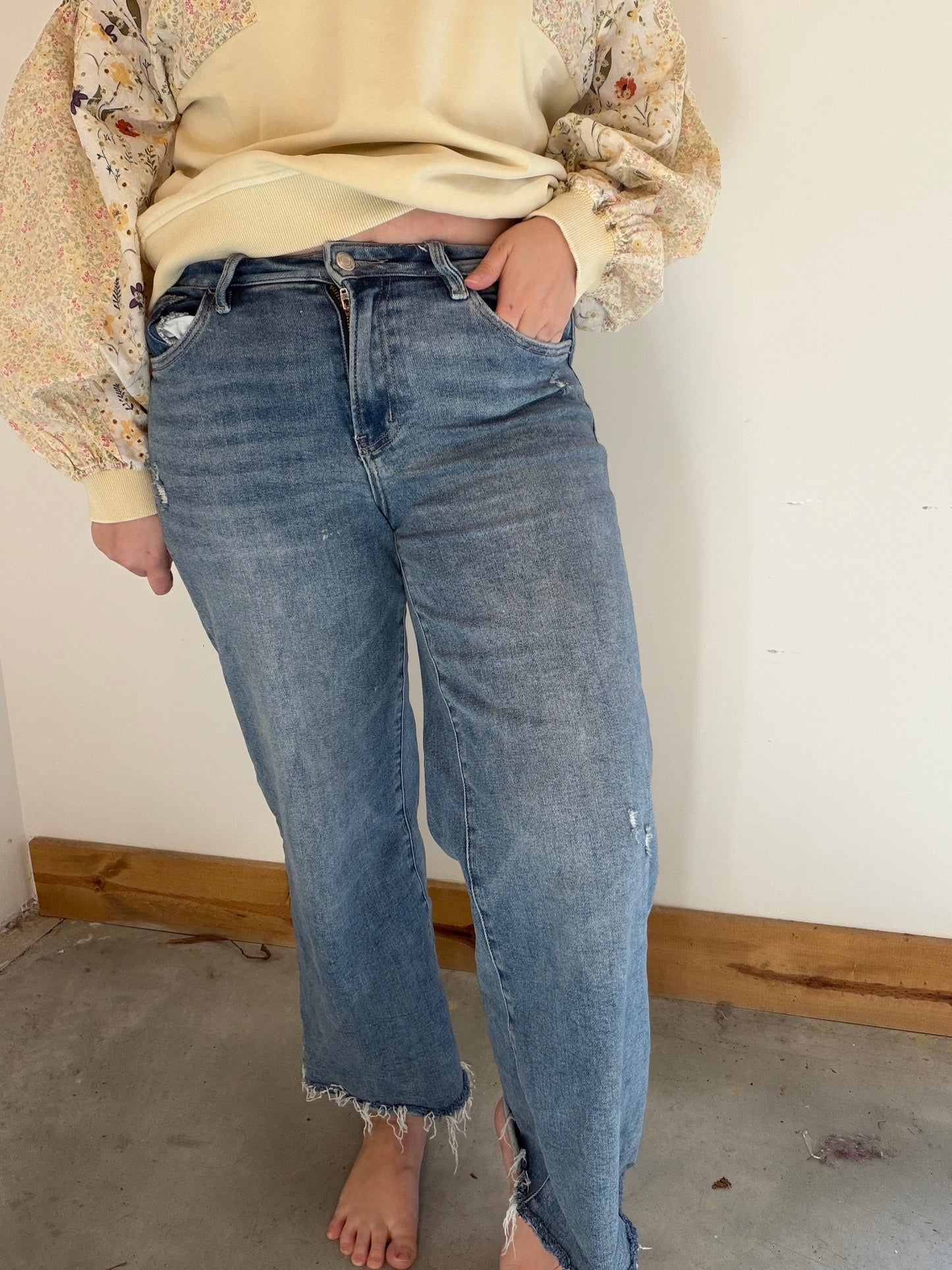 Vervet Wide Leg Raw Hem Denim