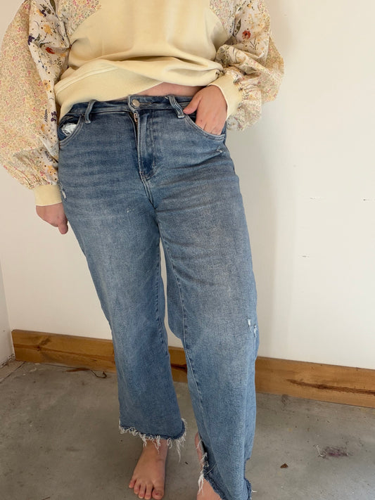 Vervet Wide Leg Raw Hem Denim