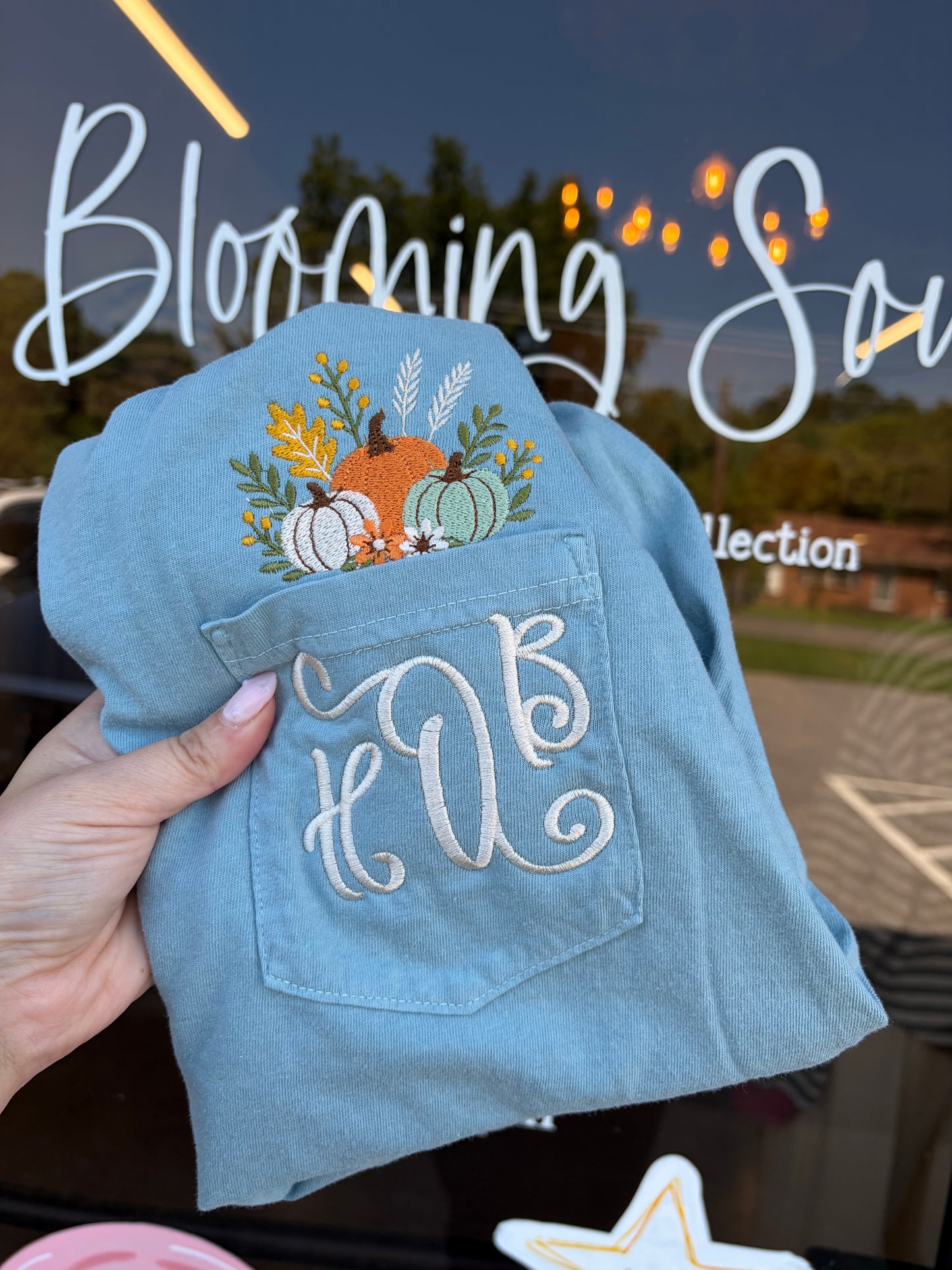 Pumpkin Pocket monogram tee