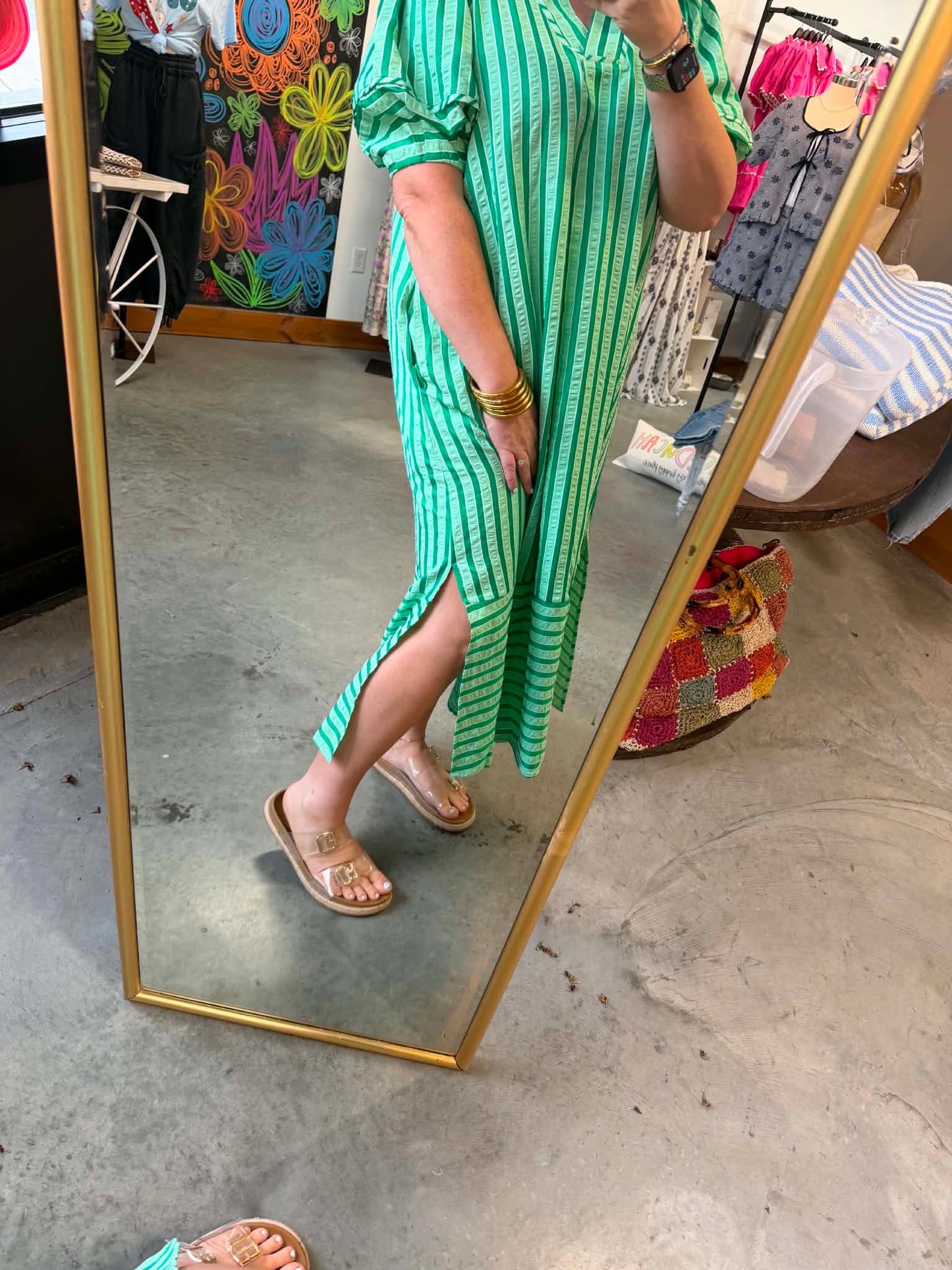 Key Lime Striped Maxi Dress