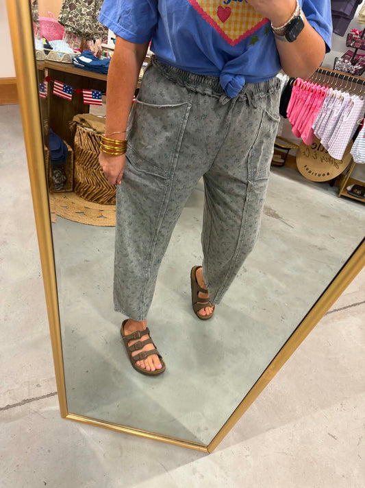 Indigo Blossom Barrel Sweatpants