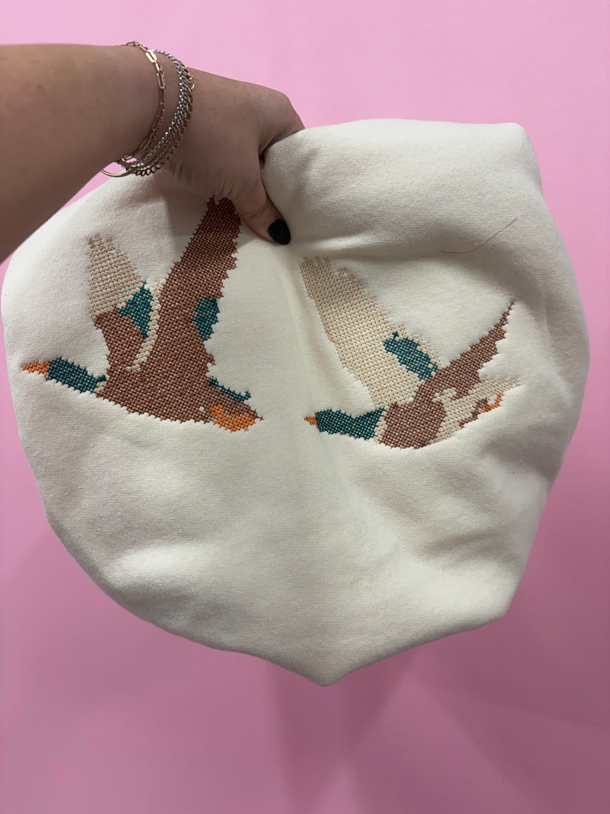 Needlepoint Duck Sweatshirt