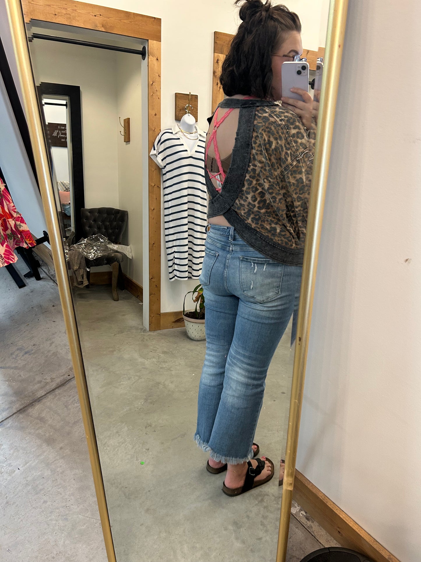 Open Back Leopard Top