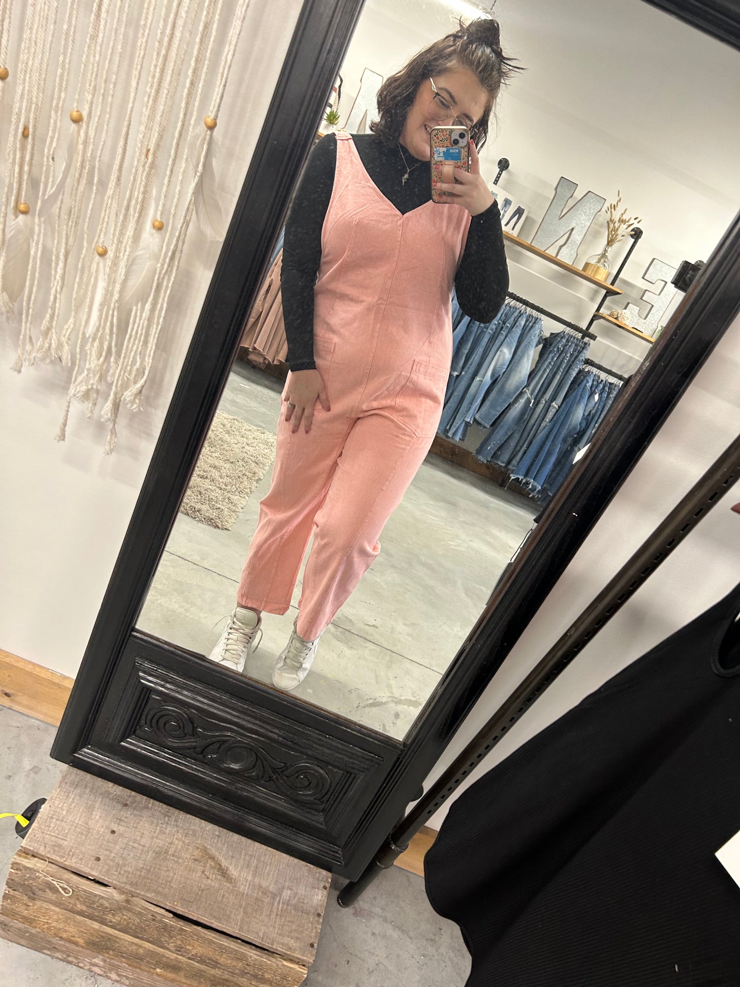 Acid Pink Denim Jumpsuit