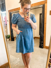 Load image into Gallery viewer, Tie Back Denim Dress
