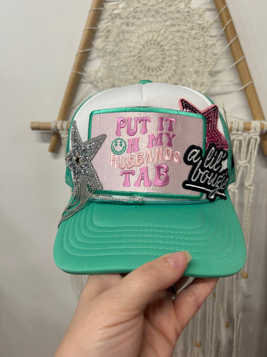 husbands tab premade trucker hat