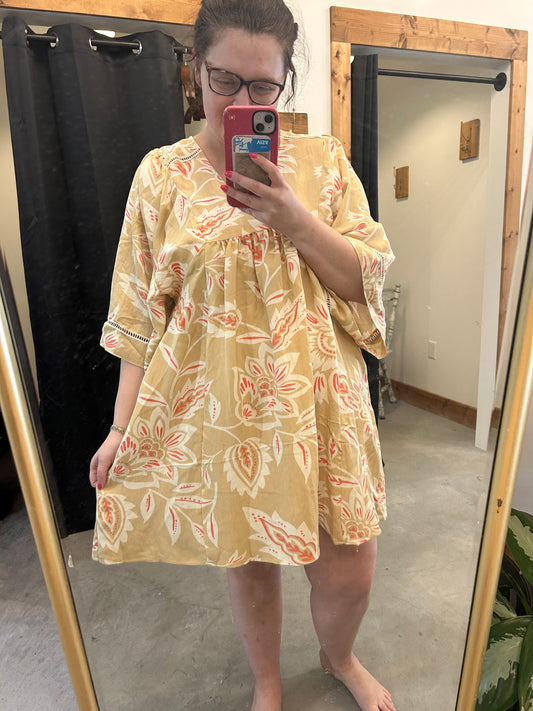 Khaki Florals Dress
