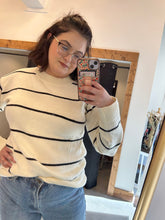Load image into Gallery viewer, Classy Striped Mock Neck Sweater
