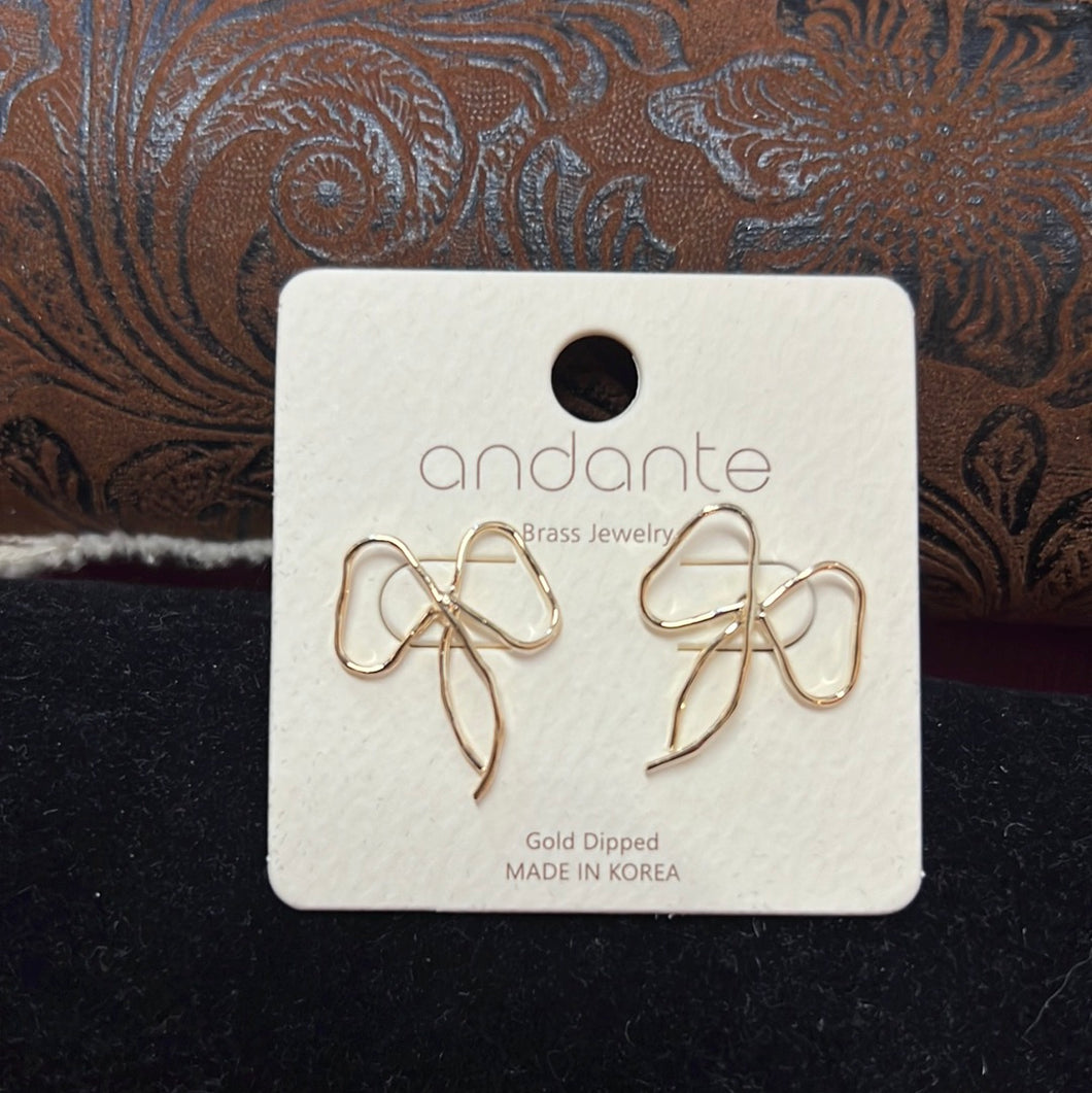Brass Wire Ribbon Earrings