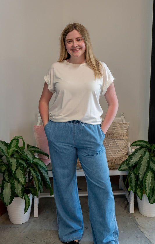 Denim Looks Good on Me Drawstring Pants