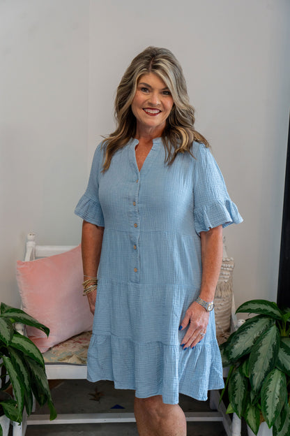 Flowy Denim Button Dress