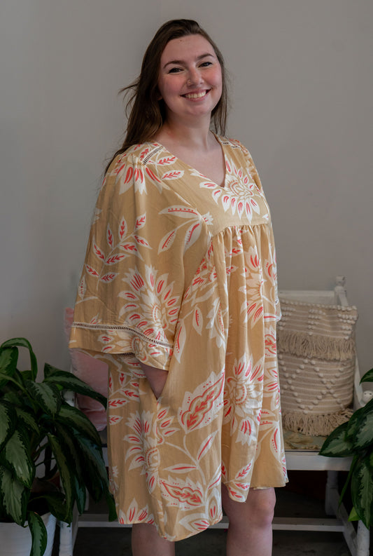 Khaki Florals Dress