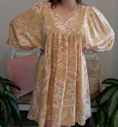 Khaki Florals Dress