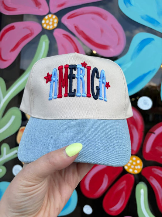 AMERICA puff embroidered hat