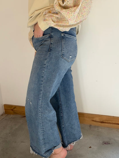 Vervet Wide Leg Raw Hem Denim