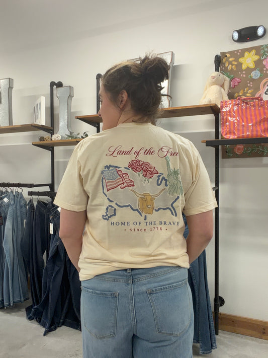 Land of the Free Watercolor Tee