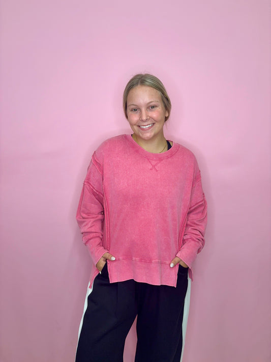 The Unwind Pullover - Hot Pink