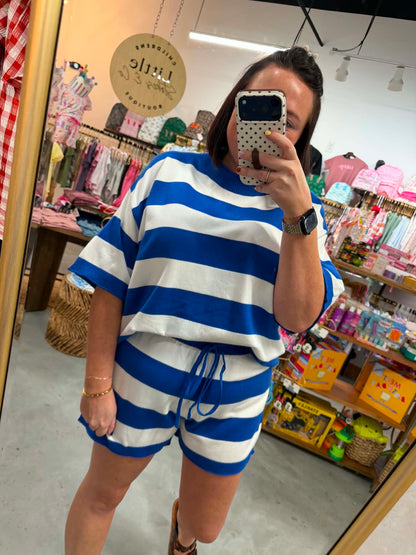 Blue Game Day Striped Lounge Set