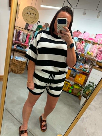Black Game Day Striped Lounge Set