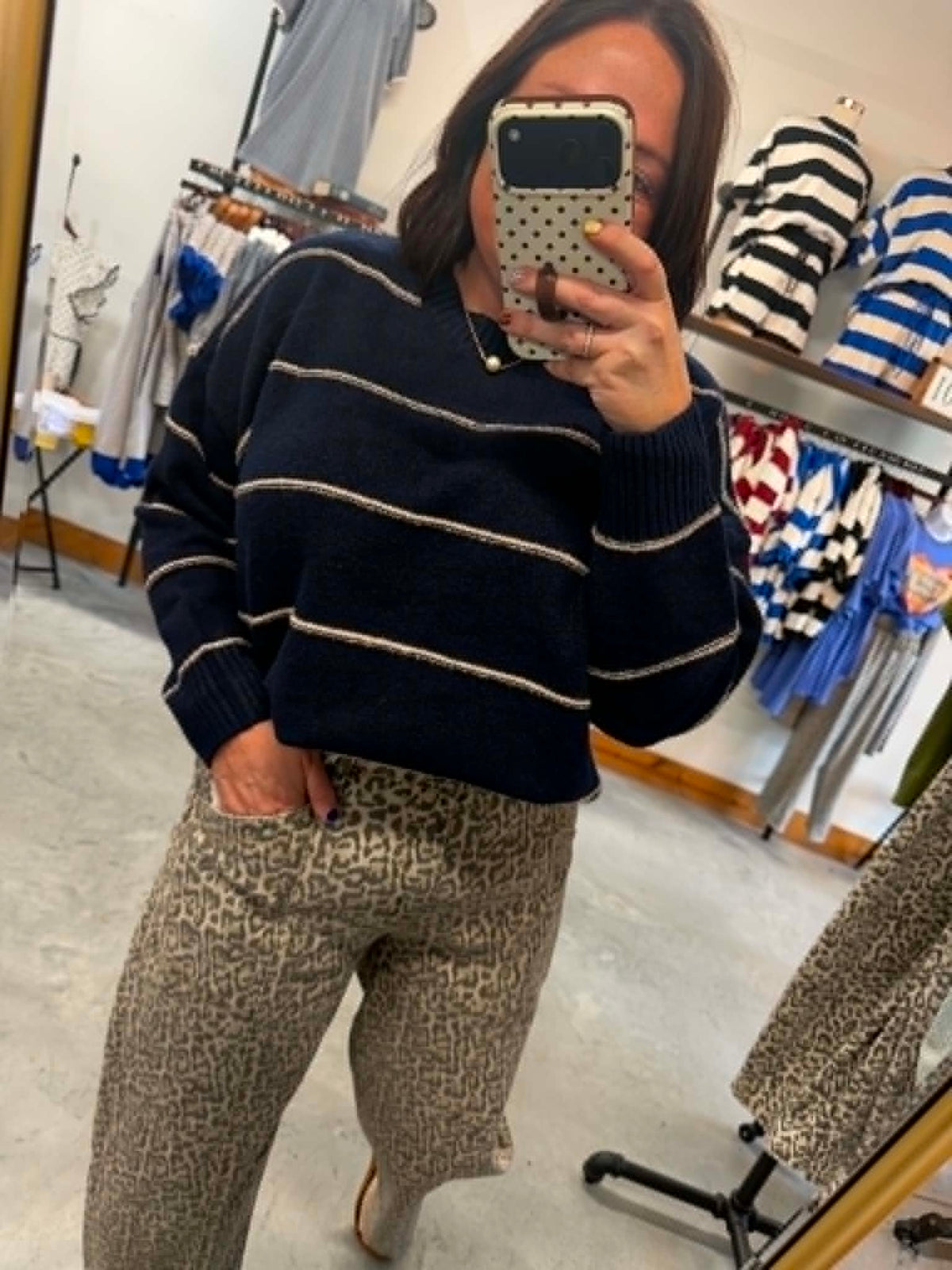 Navy Oversized Striped Pullover