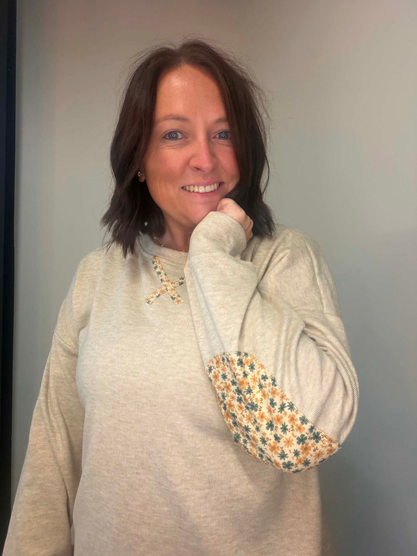 Meadow Morning Elbow Patch Pullover
