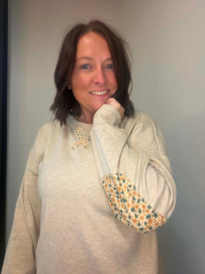 Meadow Morning Elbow Patch Pullover