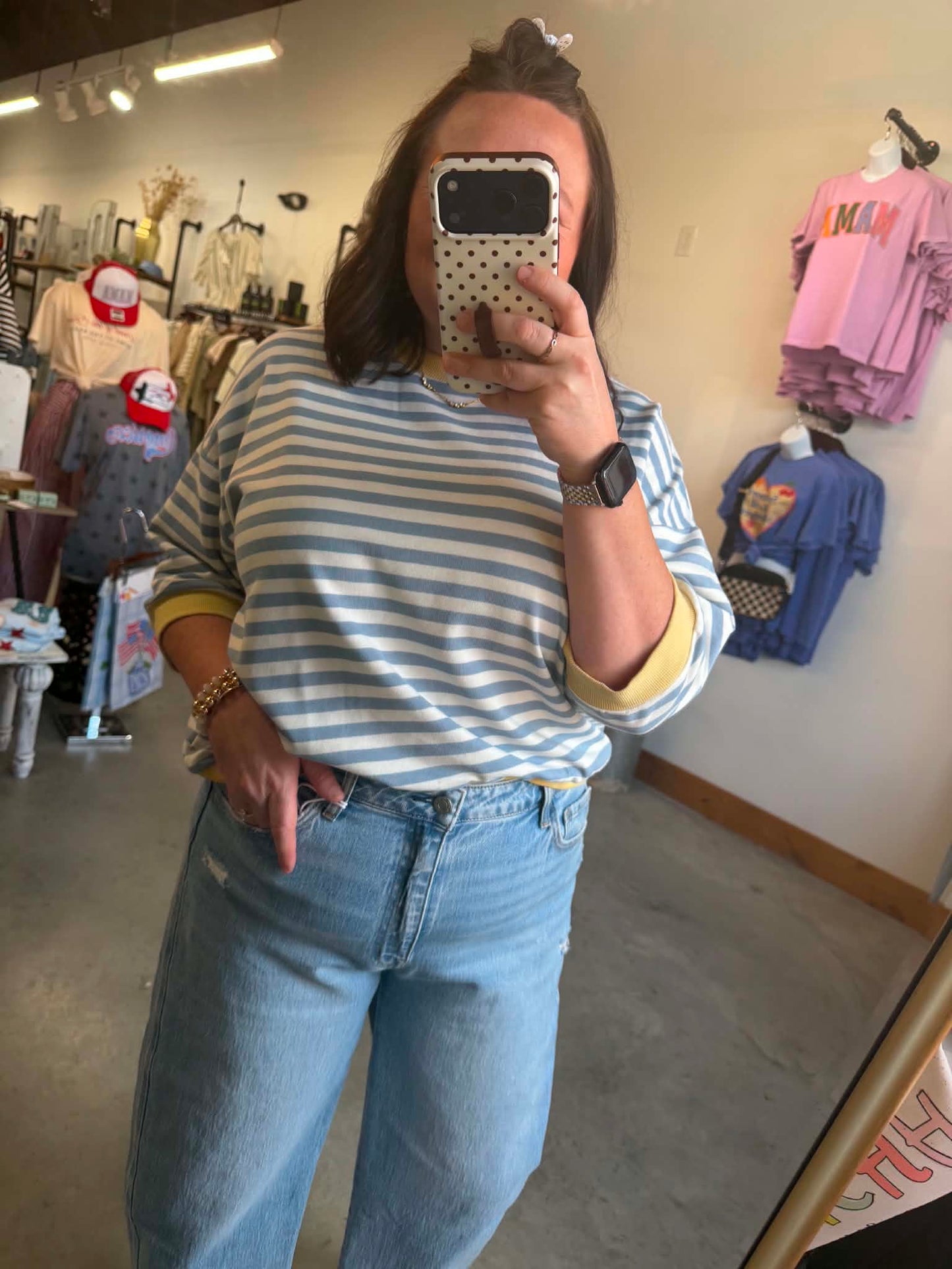 Yellow Detail Striped Tee