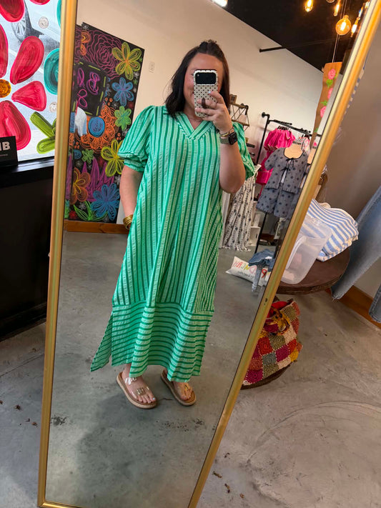 Key Lime Striped Maxi Dress