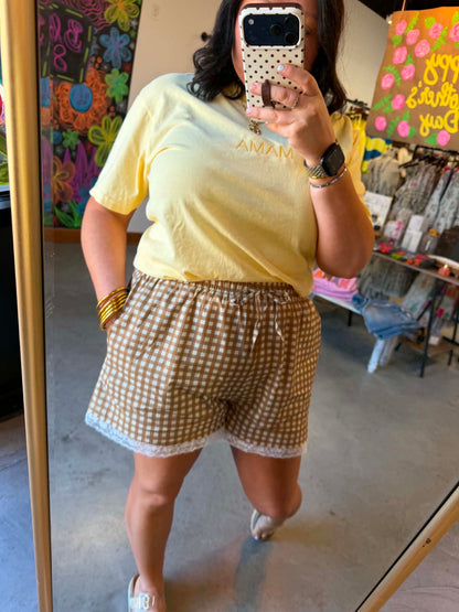 Lace Gingham Shorts