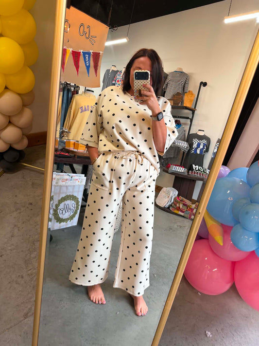 Cream/Black Polka Dot Set
