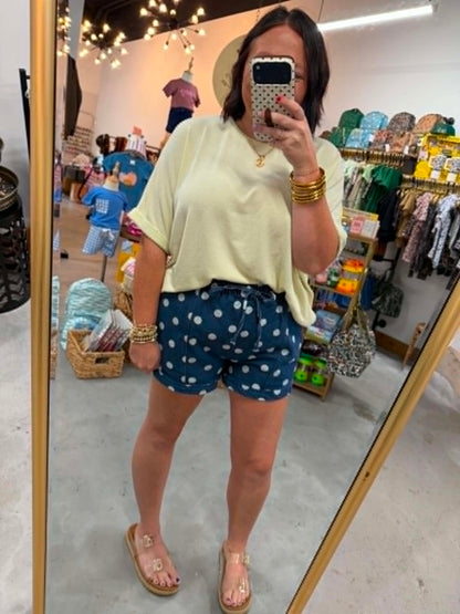 Polka Dot Denim Shorts