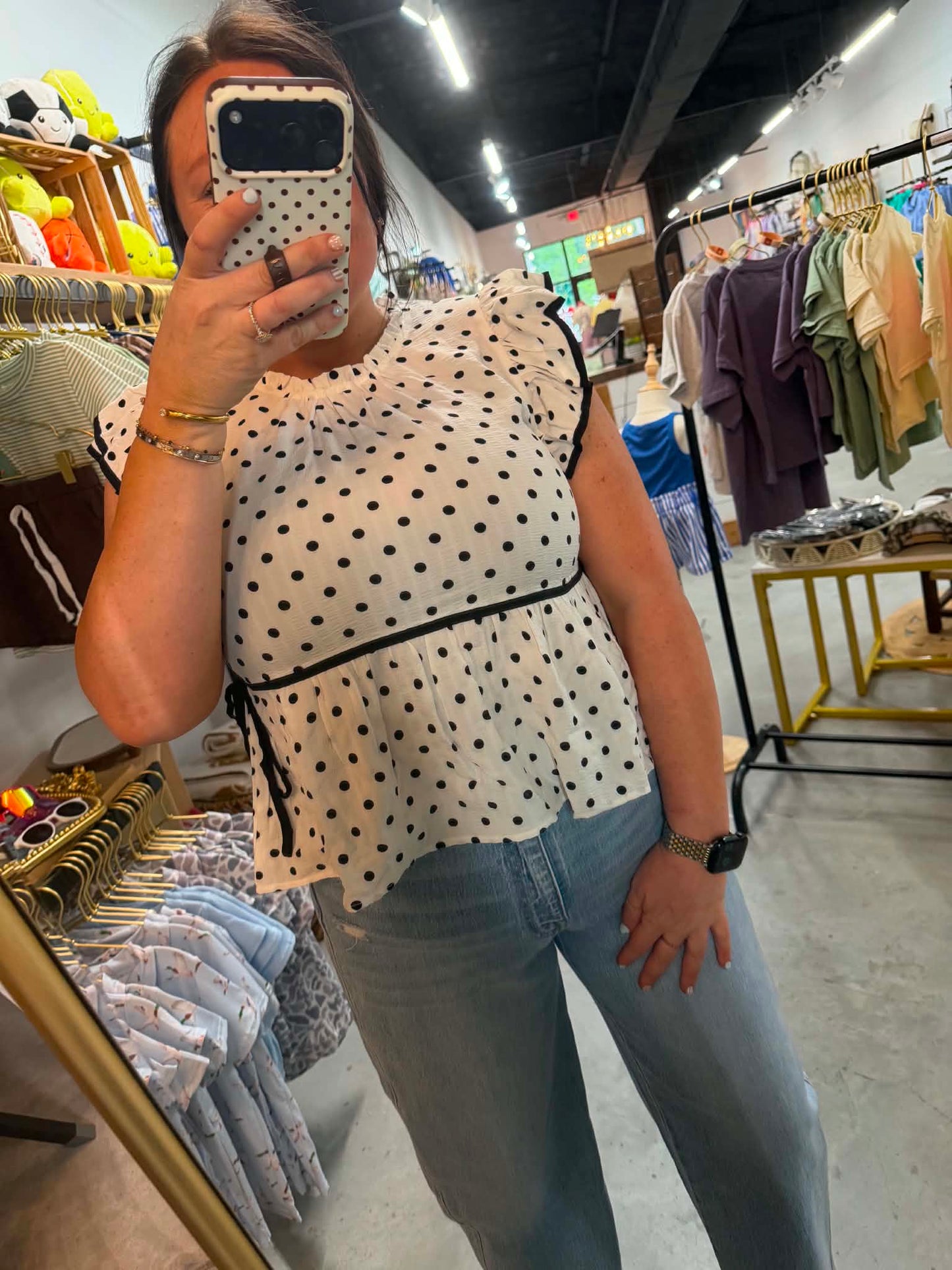 Polka Dot Ruffle Charm Top