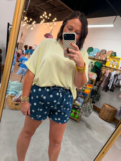 Polka Dot Denim Shorts