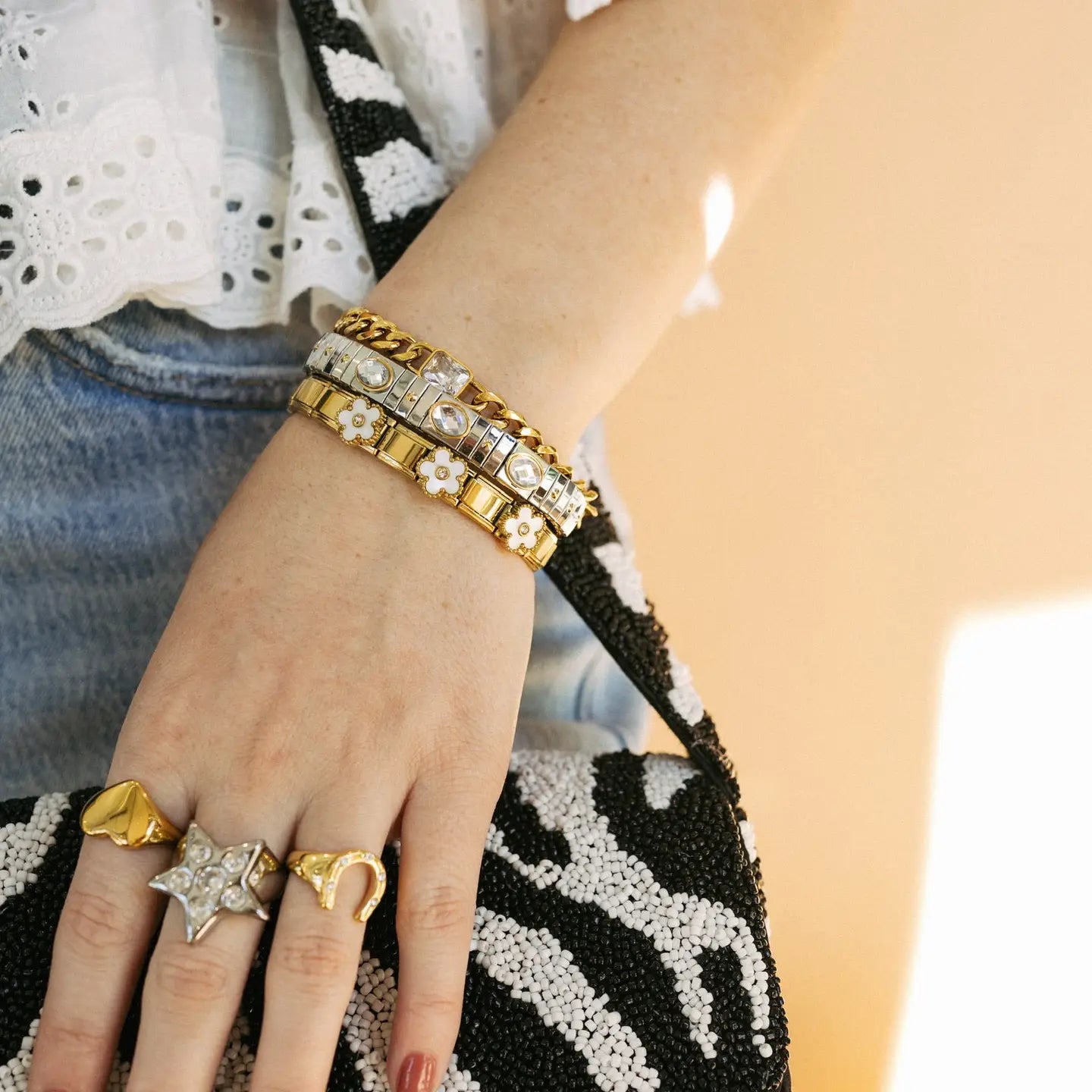 In Bloom Italian Charm Bracelet - White