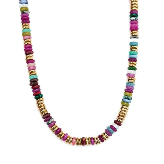 Joan Multi Color Beaded Stone Necklace || Multi