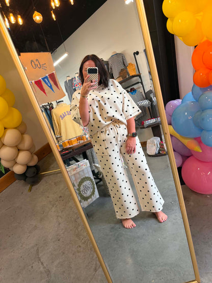 Cream/Black Polka Dot Set
