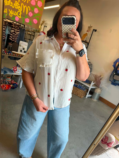 Berry Patch Button Top