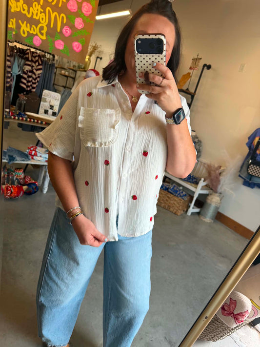 Berry Patch Button Top