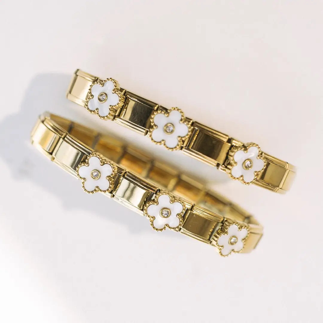 In Bloom Italian Charm Bracelet - White