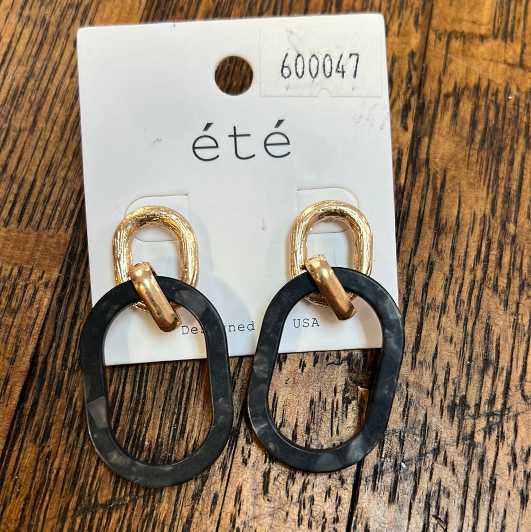 Black and Gold loop Earrings