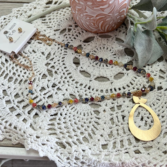 Multi color Teardrop Necklace