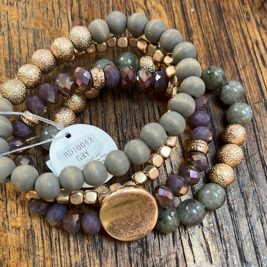 Purple and Gray Bracelet Stack