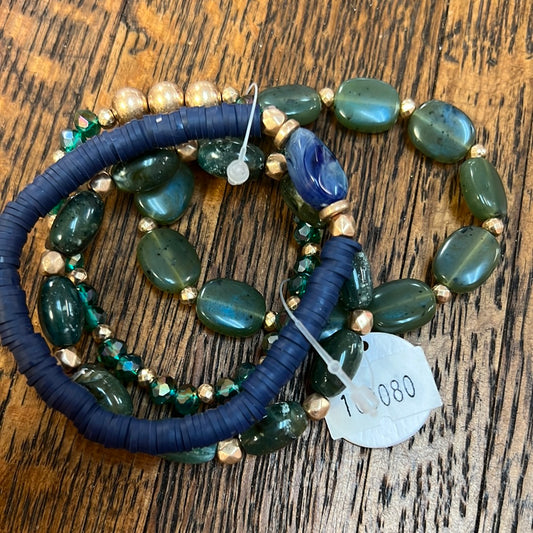 Green/Navy Bracelet Stack