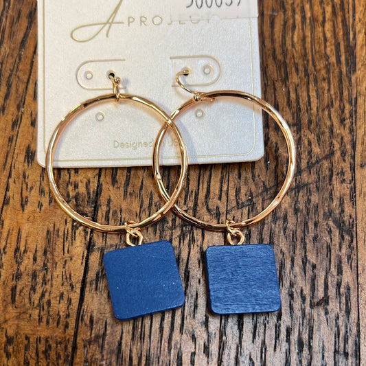 Gold Hoop/Square Earrings