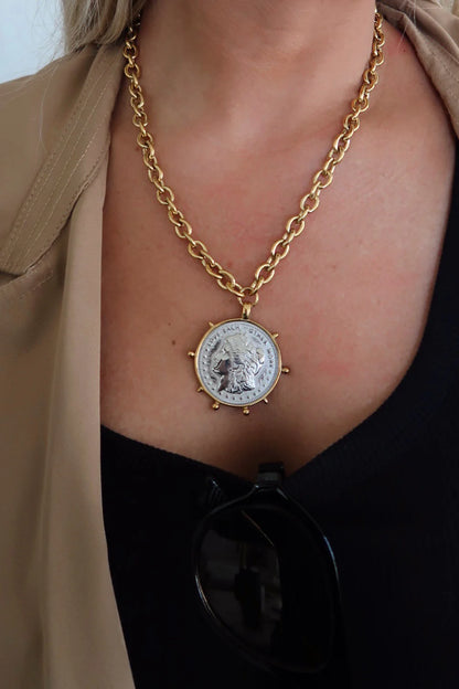 Two Toned Coin Necklace