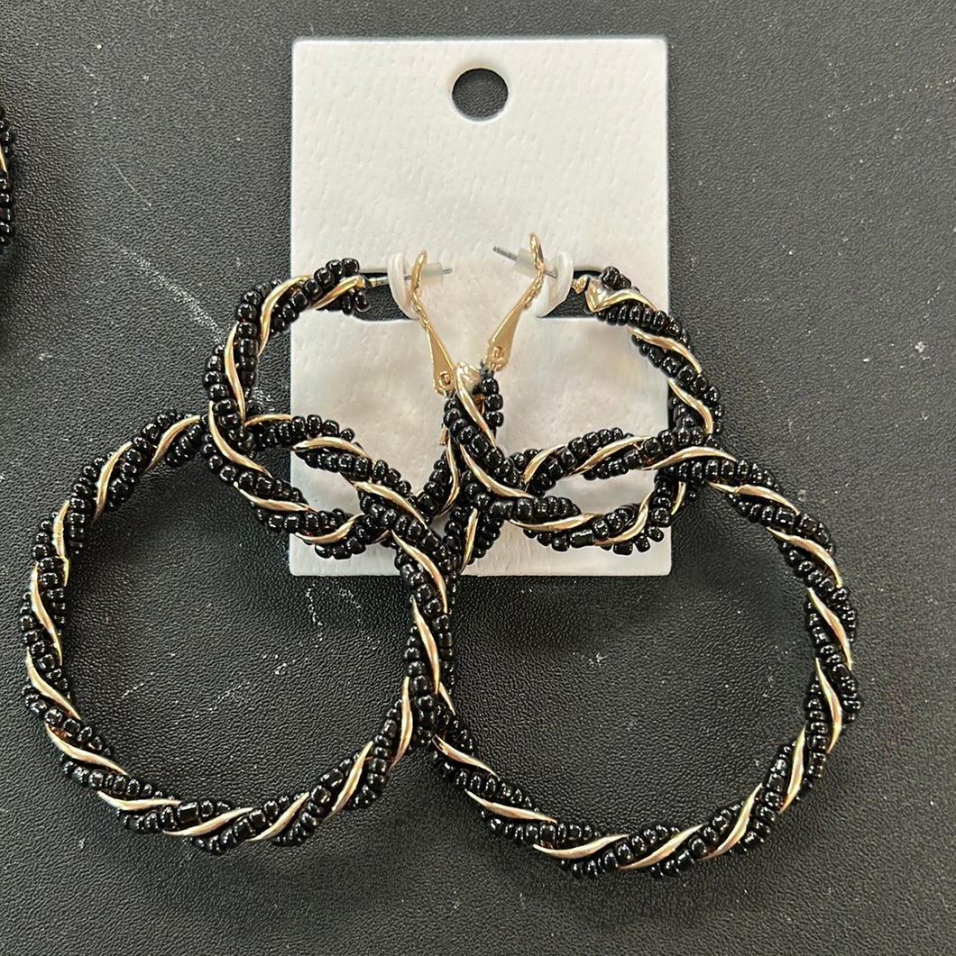 Black and gold wrapped double hoops