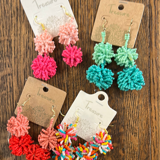 Double sea bead Pom Poms